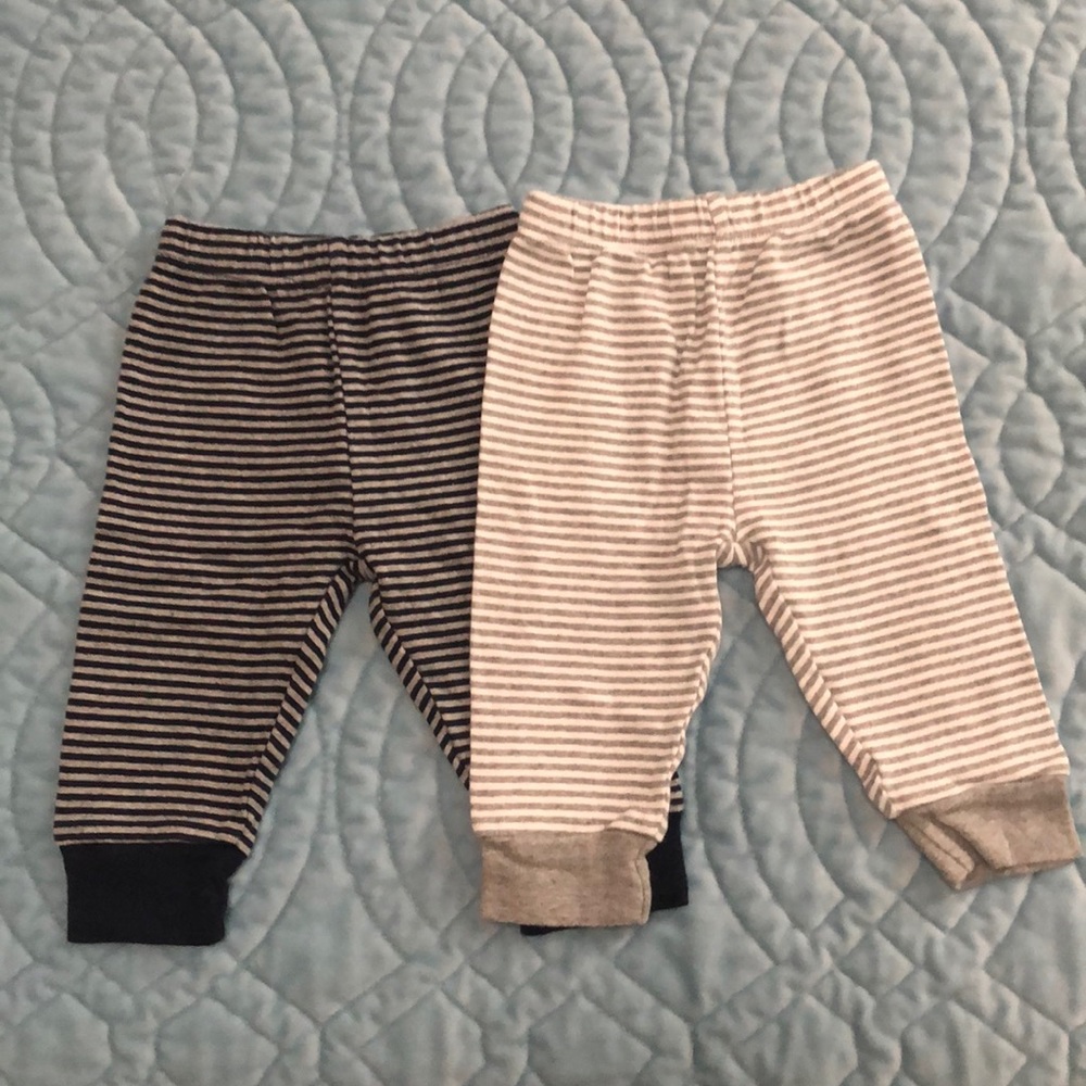 Two Pair Burt’s Bees Baby Pants 0-3M